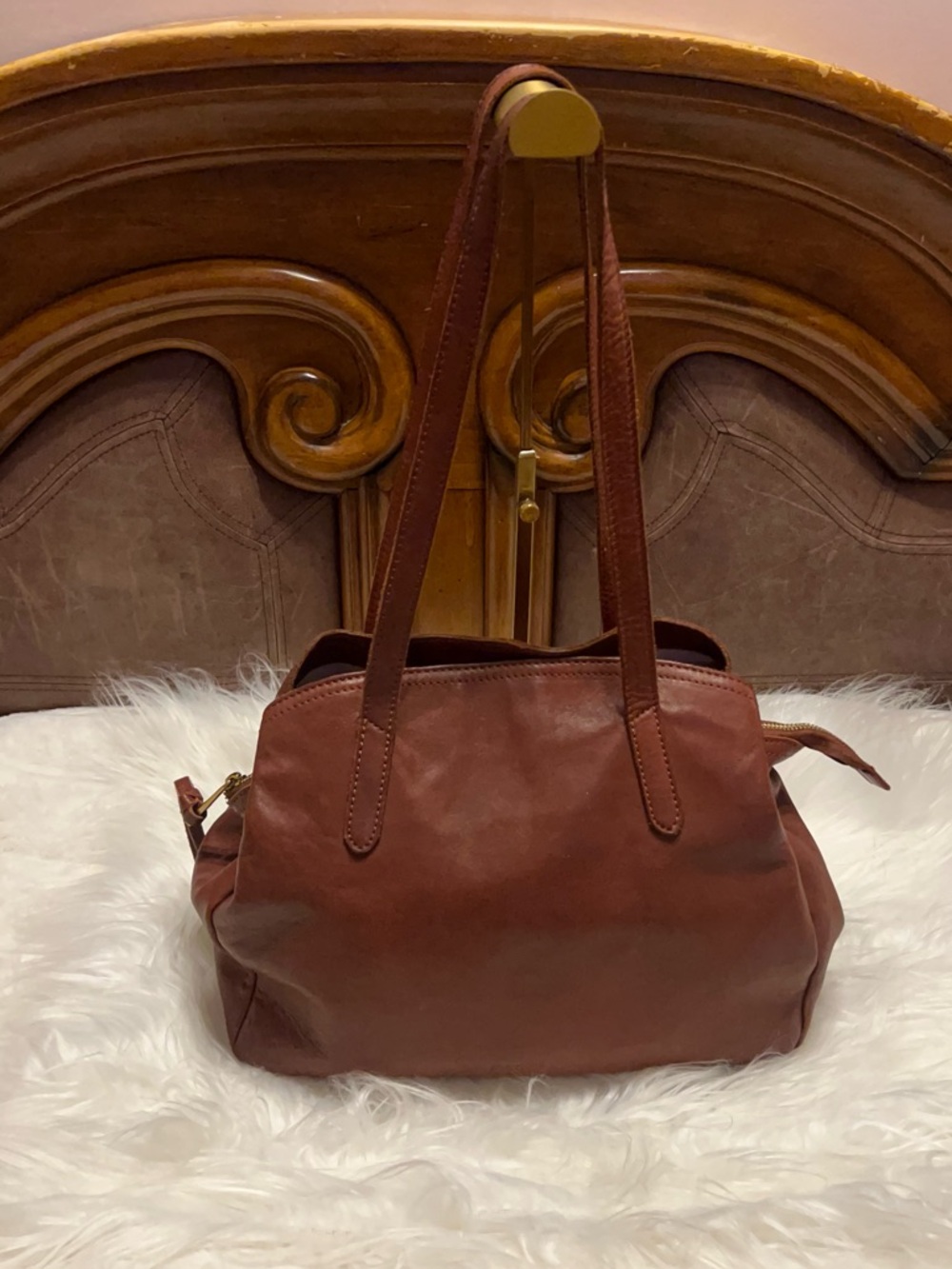 Margot vintage Deep Brown Italian Leather Shoulder Bag